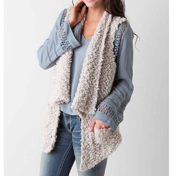 Coffee Shop Teddy Drape Vest Size Small - Picture 1 of 8